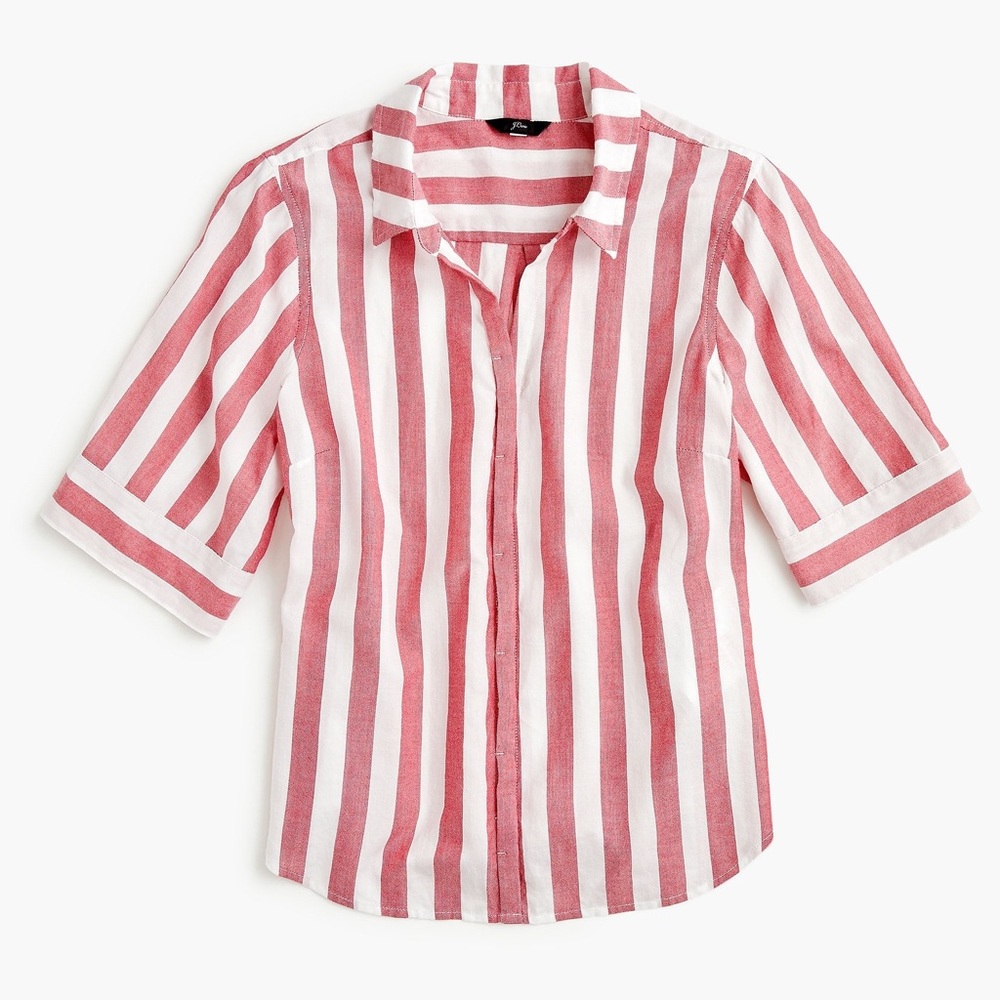 J. Crew Button Up Short Sleeve Shirt Wide Stripe